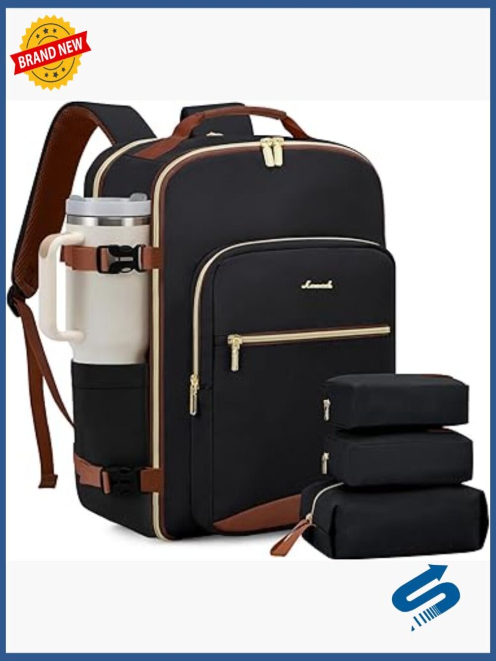 40L Travel Backpack Airline Approved Carry On with Packing Cubes Fits 17" Laptop
